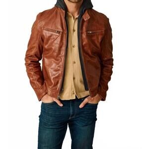 NEW MAURITIUS biko uf leather jacket in cognac
